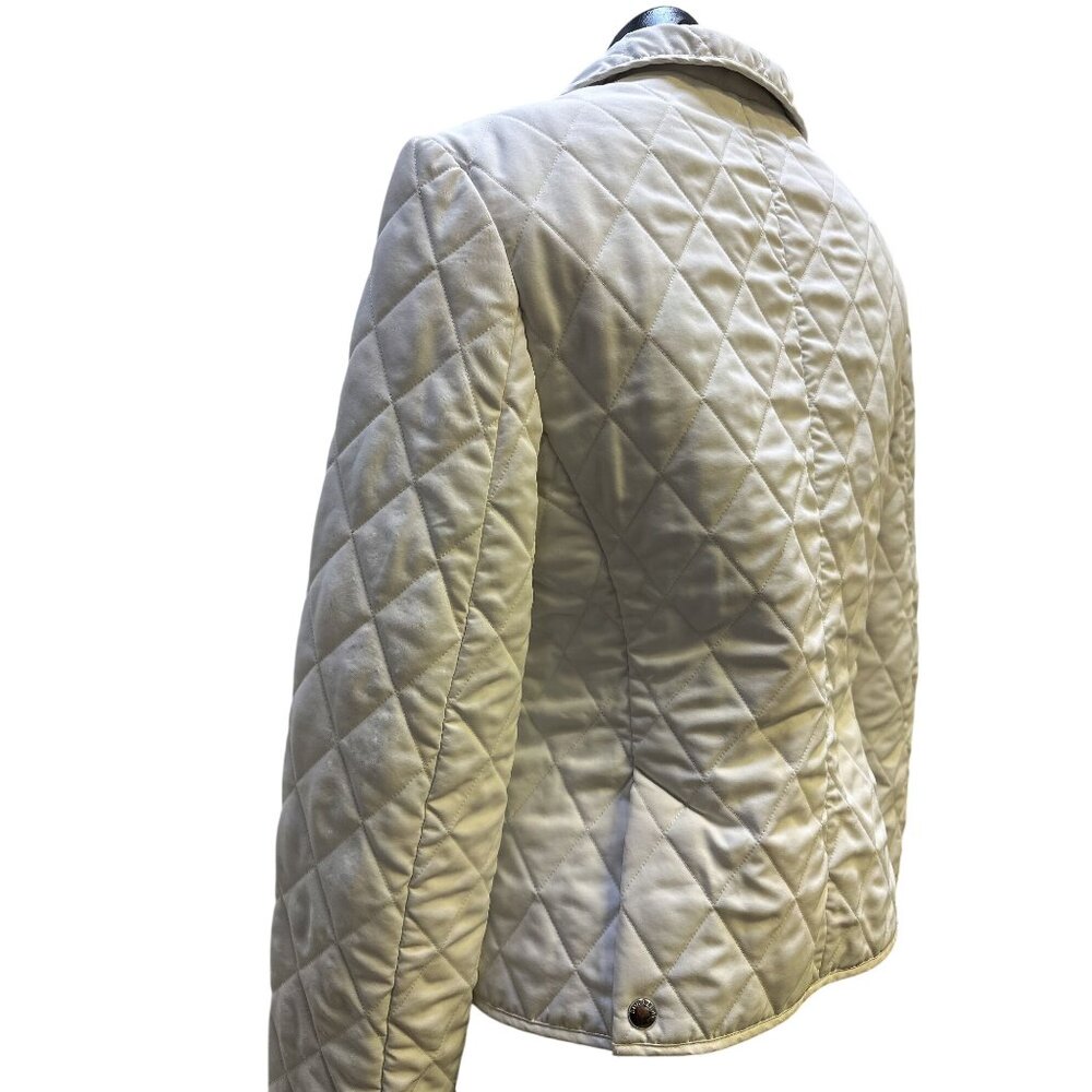 Burberry Quilted Jacket w/Plaid Lining & Zip Closure Ivory S - Picture 7 of 13